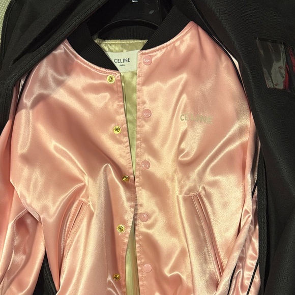 Celine Blush Satin Bomber Jacket